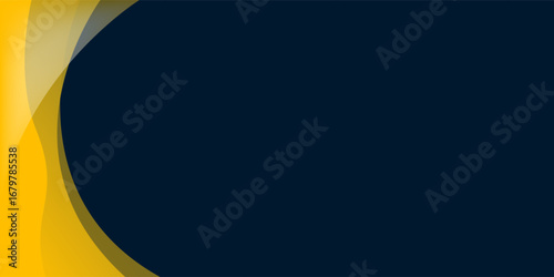 Yellow smooth wave modern background with blue space for text and message. template design	