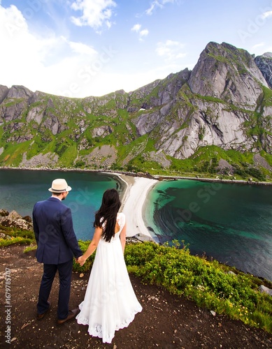 Couple admires stunning scenery