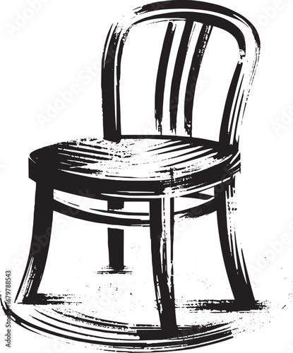 Elegant chair rendered in sumi-e art style, showcasing refined a