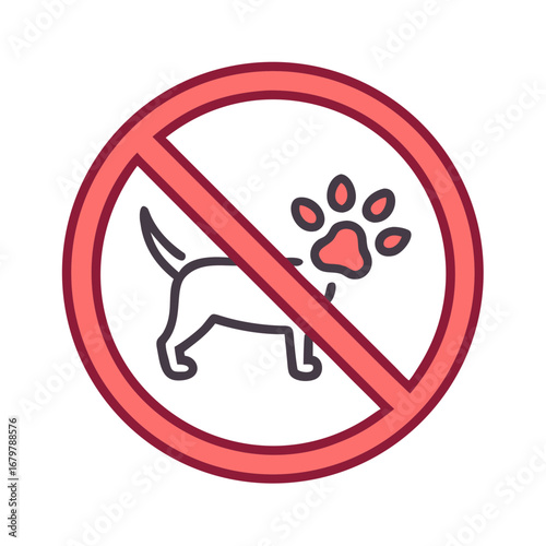 No dogs allowed sign with a dog and paw print