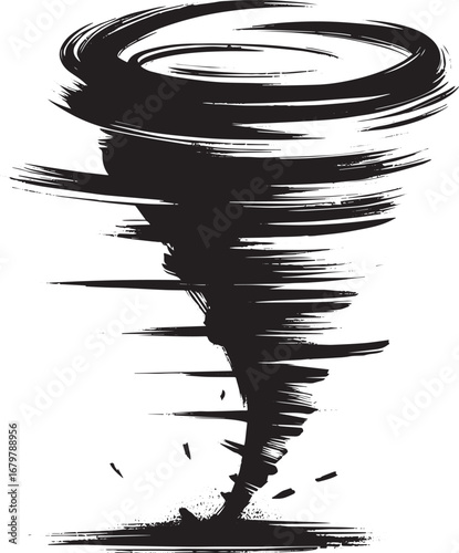 Abstract Tornado Illustration in Sumi-e Style with Dynamic Brush
