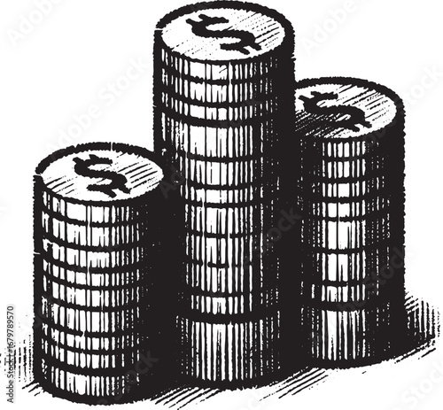 Illustration of stacked coins representing financial growth, savings, and investment strategies