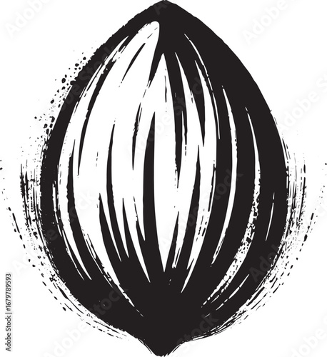 Elegant almond depiction using sumi-e technique for a minimalist