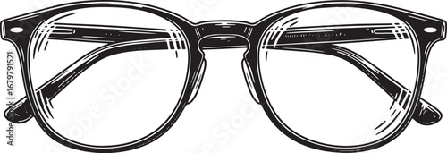 Elegant eyewear illustration, vintage style glasses, isolated on