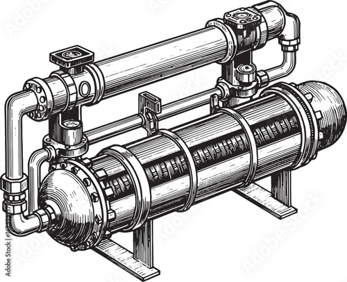 Detailed Woodcut Illustration of Industrial Water Clarifier on I