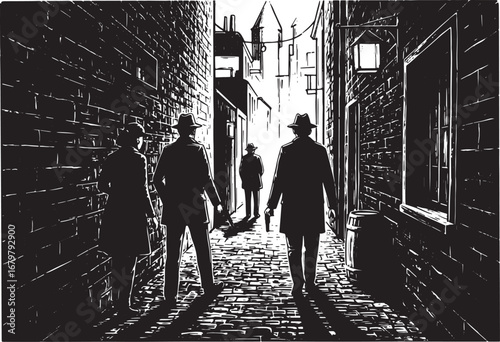 Intrigue in Shadows: A Black and White Investigation in a narrow