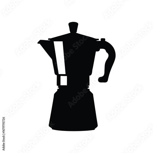 Dramatic silhouette of a classic Italian stovetop espresso coffee maker, espresso machine  silhouette vector illustration