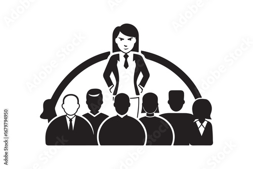Woman leader addressing diverse group of people