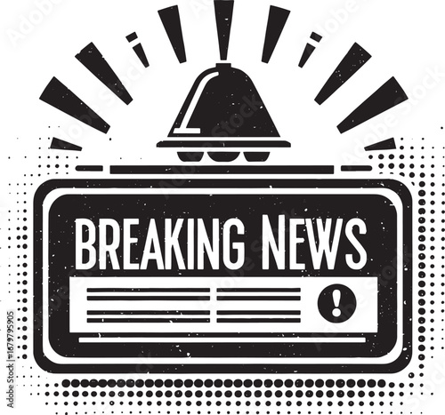 Breaking news icon with a bell and an exclamation mark, suitable for news outlets