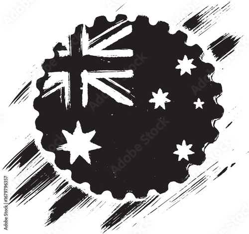 Minimalist sumi-e style illustration of an Australian Anzac Bisc