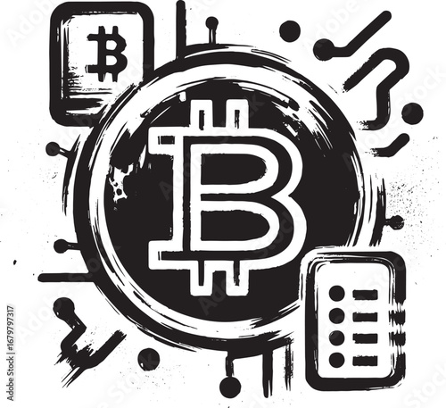 Bitcoin Cryptocurrency Icon: Digital Asset Symbol in a Minimalis