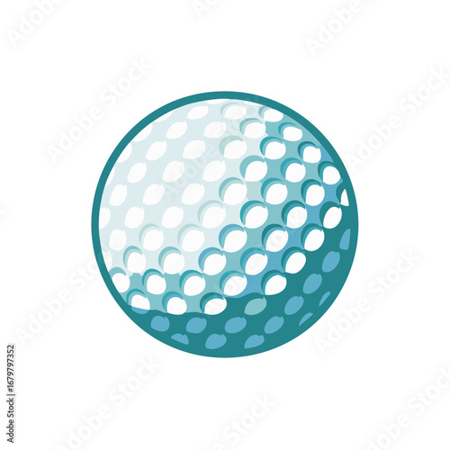 Textured Golf Ball in Teal and White, close-up view of dimples, sporting equipment