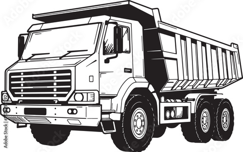 Detailed black and white woodcut style illustration of a large d