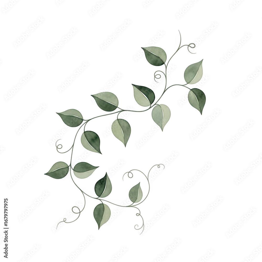 Obraz premium Green vine with leaves isolated on transparent background