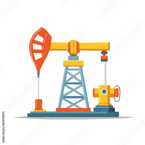 Oil Pump Jack Cartoon Vector Illustration Energy Production Equipment