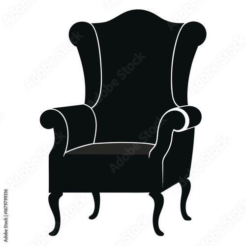 Minimalist Wingback Chair Vector Silhouette for Interior Design