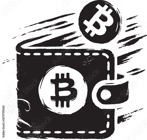 Abstract bitcoin wallet representation, executed with simple ink