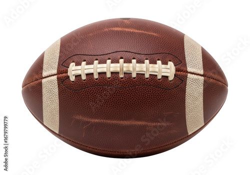 3d vintage American football with laces isolated on transparent background
