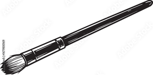 Elegant Ink Brush Illustration in Woodcut Style, Art and Writing