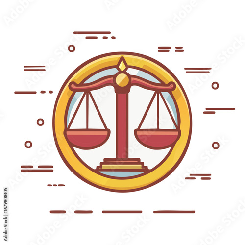 Scales of Justice in Golden Circle Symbolizing Law Legal System Fair Judgment Courtroom