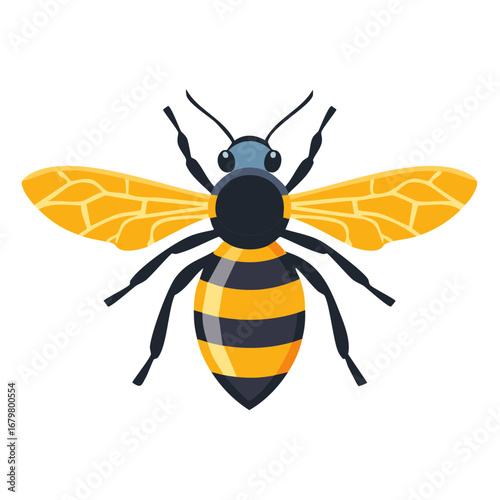 Stylized Insect with Yellow and Black Stripes and Translucent Wings