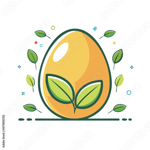 Green Shoots Sprouting from a Golden Egg Symbolizing Growth and Renewal