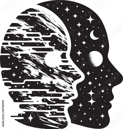 Conceptual Artwork Depicting the Contrast Between the Inner and Outer Worlds