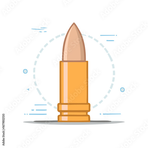 Modern flat design vector illustration of a single golden bullet cartridge icon