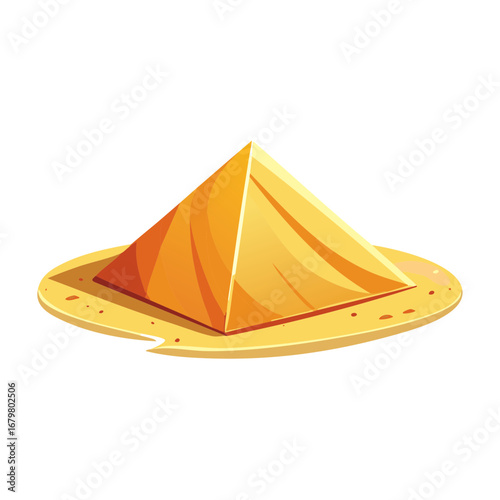 Cartoon Egyptian Pyramid Landmark on Sandy Ground Vector Illustration