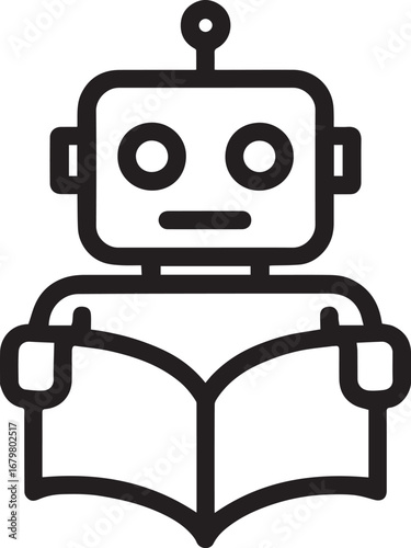 Robot and book vector icon STEM learning