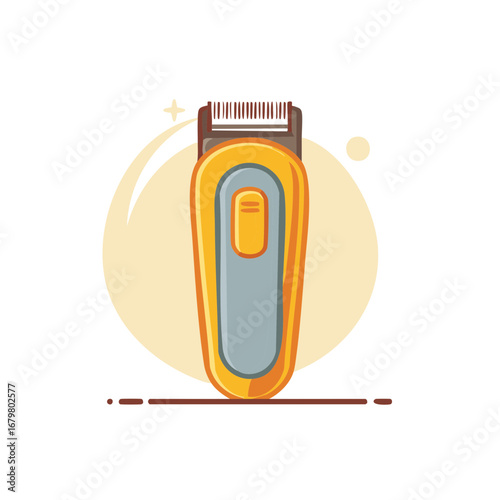 Electric hair clipper with yellow and gray modern minimalist flat design