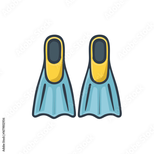 Pair of flippers for summer water activity snorkeling or scuba diving