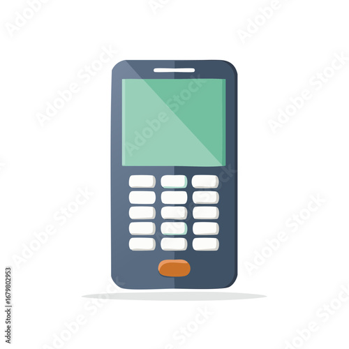 Simple mobile phone with keypad and screen flat icon vector illustration design