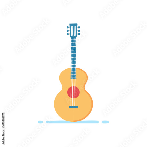 Stylized acoustic guitar illustration on a white background for creative projects and designs about music