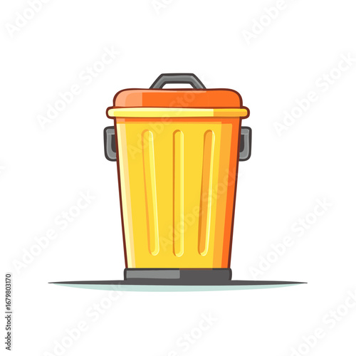 Yellow and orange trash can vector illustration for waste disposal and recycling concepts