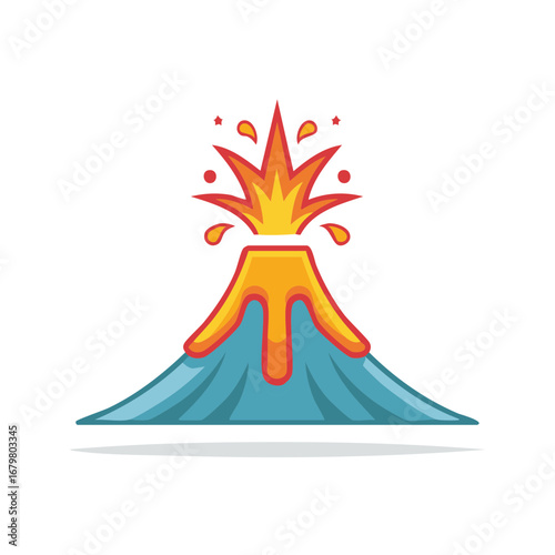Cartoon Volcano Eruption with Lava and Smoke, Vector Illustration for Creative Designs and Graphic Element