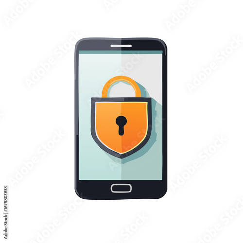 Secure mobile transaction illustration emphasizing data protection and digital encryption methods on a smart phone