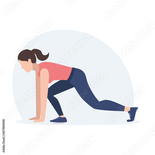 Woman doing exercise indoors. Healthy lifestyle and fitness concept.