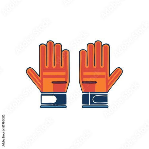 Pair of Orange and Blue Goalkeeper Gloves Illustration