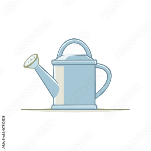 Classic style light blue watering can illustration for garden and plant care