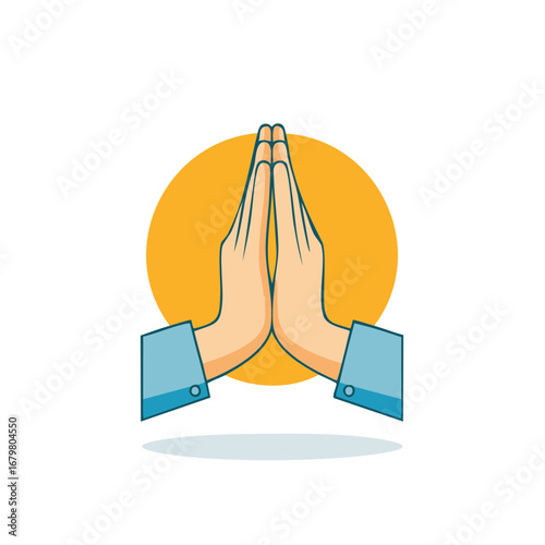 Praying hands in Namaste gesture vector icon for greeting respect and gratitude