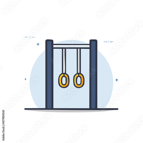 Vector Illustration of Gymnastic Rings, Sports Equipment. Flat Design Gymnast Rings Illustration