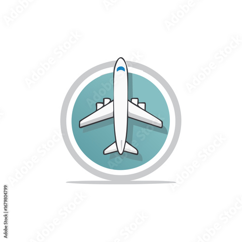 Airplane icon design vector illustration on teal background