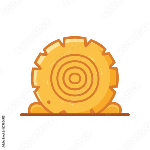 Stylized hay bale illustration with golden yellow color tones and concentric rings for agriculture or rural themes
