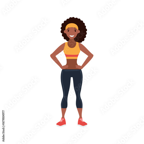 Active Woman with Curly Hair Ready for Fitness Activity