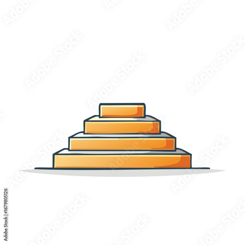 Golden Cartoon Stairs Illustration: Steps to Success, Progress or Ranking Platform