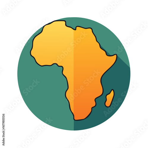 Africa Map Icon Flat Design of Continent in World Globe Graphic Illustration