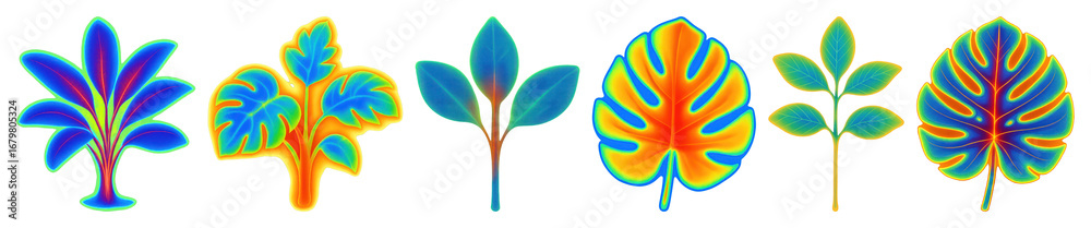 Fototapeta premium Vibrant thermal leaf illustrations