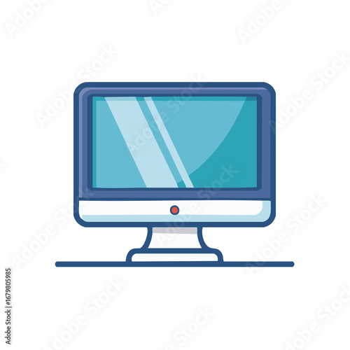 Blue Computer Monitor Screen Icon Display for Digital Communication and Technology Concepts