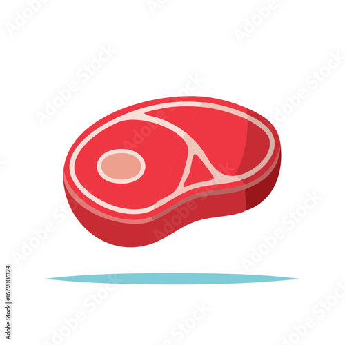 Red Raw Steak with Bone Cut, Isolated on White Background